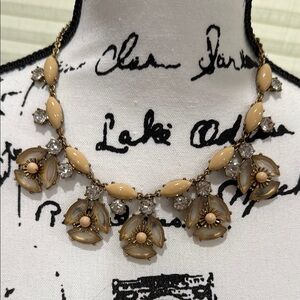 Cream and Gold Floral Statement Necklace